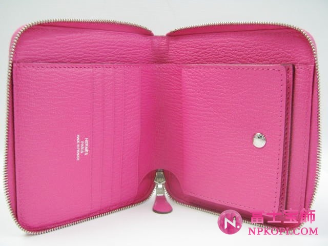 エルメスエヴリンコンパクトジップローズティリアン（金具：シルバー）HERMES328028